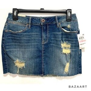 American Rag CIE Denim Cut Off Mini Skirt Raw Hem bottom Size: 1